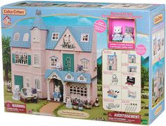 a toy doll house with furniture and accessories in the box, complete with instructions on how to make it