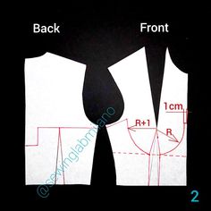 the front and back views of a sewing pattern, with measurements for each top piece