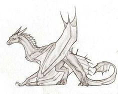 a drawing of a dragon sitting on the ground