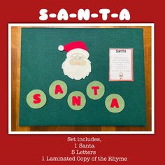 the santa clause is on display in this bulletin board for santa's letter recognition