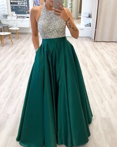 Halter Top Prom Dresses, Dark Green Prom Dress, Dark Green Prom Dresses, Prom Dress Halter, Top Prom Dresses, Green Prom, Dress Graduation, Sequin Prom Dress