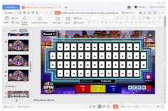 a screen shot of a game board with multiple squares and numbers on the front side