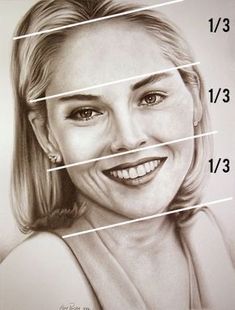 a pencil drawing of a woman's face and the height