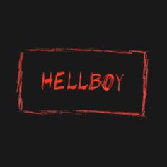 the word hellboy written in red on a black background