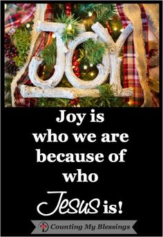 a christmas ornament with the words joy is who we are because of who jesus is