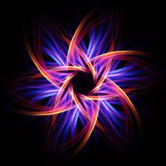 an abstract purple and blue flower on a black background