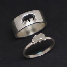 "Bear Wedding and Engagement Ring. Couple ring for lovers You will get a set of 2 rings or 1 ring of your choice. Please write your size at the personalize section. Base Material: 925 Sterling Silver Men Ring Depth: 8mm Women Ring Depth: 5mm Metal Stamped: 925 Thickness: 1.5mm Ring Size: We can make from US 4 - 14. We accept half-size. Please state after order. SPECIAL ANNOUNCEMENT 1. Please visit https://www.etsy.com/shop/yhtanaff for more designs. 2. Subscribe our newsletter to receive a Coupo Bear Rings, Engagement Ring Couple, Matching Promise Rings, Bear Ring, Wedding And Engagement Ring, Bear Couple, Bear Jewelry, Rings For Couples, Bear Wedding