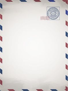 an air mail envelope with red, white and blue stripes