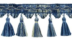 27 Yard Value Pack of Veranda Collection 3.5 Inch Tassel Fringe Trim / Light Blue, French Blue, White / Style# VTF035, Color: Nautical - VNT24 (81 Ft / 25 M) - DecoPro Spa Colors, Trim Styles, Blue French, Professional Decor, Blue And White Style, Drapery Panels, Bleu Turquoise, French Blue, Polyester Yarn