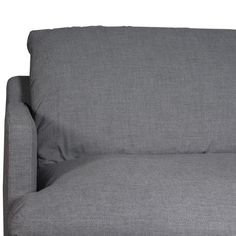 the back end of a gray couch on a white background