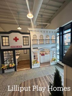 the dollhouse is made to look like it has been built in an old hospital