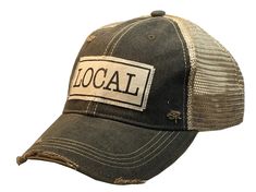 "Add a touch of trendy nostalgia to your everyday look with our "LOCAL" Distressed Trucker Cap. Made from a comfortable cotton/polyester blend, this unisex cap features a vintage distressed design in black and mesh back for breathability. With an adjustable snapback strap, it's the perfect fit for everyone. Support your local community in style!" Boat Hair, Funny Trucker Hat, Distressed Baseball Cap, Local Color, Local Pride, Vintage Trucker Hats, Vintage Cap, Mesh Cap, Vintage Life