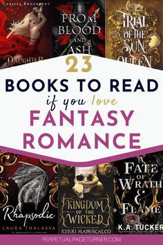 the cover for 25 books to read if you love fantasy romance, with text overlay