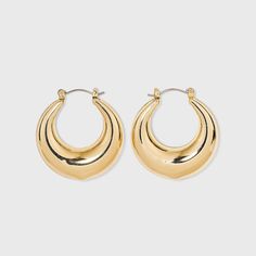 Cute Earrings Hoops Gold, Gold Thick Hoop Earrings, Thick Gold Earrings, Gold Hope Earrings, Target Earrings, Preppy Earrings, Chunky Gold Earrings, Golden Hoop Earrings, Thick Gold Hoop Earrings