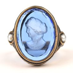 Sapphire Blue Intaglio Ring - Goldmakers Fine Jewelry Intaglio Jewelry, Intaglio Ring, Artfully Designed, Family Jewels, Italian Jewelry, Mission Statement, Crafted Jewelry, Gems And Minerals, Sapphire Blue