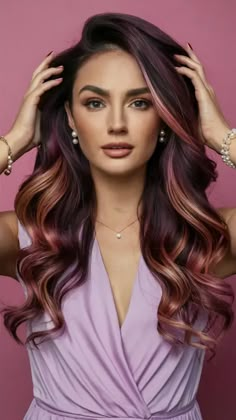 Plum Hair Color, Hair Color Plum, Best Hair Care, Plum Hair, Subtle Highlights, Glossy Hair