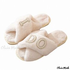 Olivia Mark - Plush Home Slippers with Anti-slip Sole, Cotton Material, Thickened and Crossed Toe Cover, Fluffy Slippers Couple Sneakers, Hair Thickness, Fluffy Slippers, Home Slippers, Casual Slippers, Western Cowboy Boots, House Slippers, Western Cowboy, Chunky Heels