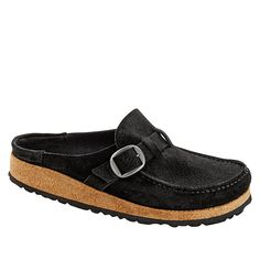 Birkenstock Buckley Suede Clog   Moccasin construction defines this cool-looking clog, which is built on Birkenstock's classic, contoured cork footbed for legendary comfort and support.   Good to Know Birkenstock Buckley Clog, Birkenstock Buckley, Moccasins Style, Suede Clogs, Birkenstock Women, Suede Mules, Birkenstock Shoes, Slides Shoes, Casual Shoes Women