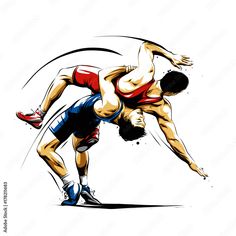 two men are wrestling in an artistic manner