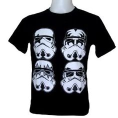 a black t - shirt with three storm troopers on it