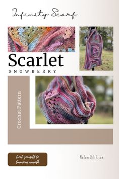 an image of the cover of a book with pictures of crocheted scarves