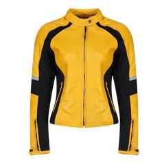 Fiona Jacket Yellow Motorbike Leathers, Cycle Gear, Motorcycle Leather, Motorcycle Women, Motorcycle Outfit, Summer Jacket, Yellow Leather, Leather Motorcycle Jacket, Leather Jackets Women