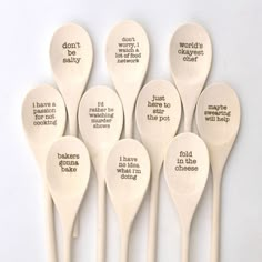 six spoons with words on them that say, don't always be okay