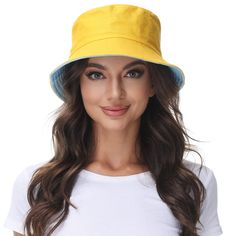 PRICES MAY VARY. 【Tip】 Please measure your head circumference before buying the hat so as to reduce the inconvenience caused to you by unsuitable products. 【High Quality】 The Reversible Bucket Hat is made of durable, fine cotton that resists wind, shrinkage and pilling. 【UV Protection】 The bucket hats for women protect your skin from UV rays and other debris. So you can enjoy the outdoor activities in comfort. 【Reversible Design】 The bucket hats are reversible and can be worn on both sides. Two Yellow Bucket Hat For Beach Season, Yellow Reversible Bucket Hat For Beach, Casual Yellow Cotton Bucket Hat, Adjustable Yellow Reversible Bucket Hat, Spring Beach Bucket Hat, Packable, Bucket Hats For Women, Bucket Hat Summer, Summer Hats Beach, Bucket Hat Women