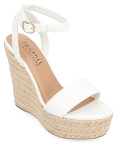 in stock Platform Espadrille Sandals, Sandals White, Ankle Strap Wedges, Womens Sandals Wedges, Platform Espadrilles, Open Toed Heels, Espadrille Wedge, Buckle Shoes, Round Toe Heels