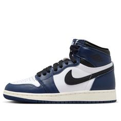 (GS) Air Jordan 1 Retro High OG 'Midnight Navy' FD1437-401 Dark Blue Jordans, Jordan 1 Grey, Blue Jordans, Jordan 1 High Og, Air Jordan 1 Retro High Og, Air Jordan 1 Retro High, Air Jordan 1 High, Jordan 1 High, Air Jordan 1 Retro