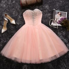 Silhouette:A-line Fabric:Tulle,beading Neck: Sweetheart neck Back detail:lace-up Length: Knee length *** Delivery times *** Processing time: 1-3 working days Shipping time: 7-14 working days Blush Pink Homecoming Dress, Short Strapless Prom Dresses, Junior Homecoming Dresses, Sweetheart Homecoming Dress, Cute Homecoming Dresses, Cheap Homecoming Dresses, Junior Prom Dresses, Pink Homecoming Dress, Sweetheart Prom Dress