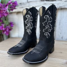 SB-420-Negro-Botas-Vaqueras-para-Mujer-Botas-de-Mujer-Botas-de-Piel-para-Dama Boots For Women Cowboy, Quince Shoes, Mexican Boots, Western Boots For Women, 15 Shoes, Black Western Boots, Western Boots Women, Cowboy Boots Women, Western Boot