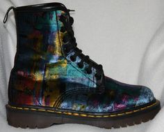 Painted Velvet, Red Doc Martens, Doc Martens Style, Martens Style, Laced Boots, Doc Martens Boots, Style Converse