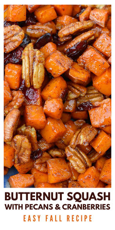 butternut squash with pecans and cranberries easy fall recipe