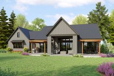 this is an artist's rendering of a house in the country side with porches