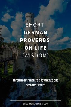 a castle with the words short german provers on life wisdom