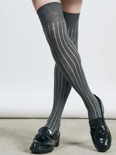 This is a casual and unique socks by Smith Armor that is made out of high quality and sturdy material. With distinctive mood of the design and comfortable wear, you can style it for your casual outfit.- Cotton ribbed fabric- Vertical stripe pattern detail- Casual and trendy mood Casual Ribbed Thigh-high Socks, Casual Gray Thigh-high Socks, Casual Gray Thigh High Socks, Calf High Socks, Socks Outfit, Over Knee Socks, Stripe Socks, Unique Socks, Striped Socks