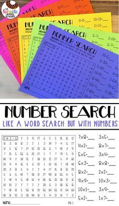 Multiplication And Division Practice, Number Search, Math Fact Practice, Division Practice, Journal Videos, Math Fact Fluency