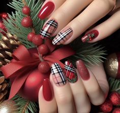 Aqua Nails, Matte Nail Art, Cute Nails For Fall, Plaid Nails, Pretty Nail Art Designs, Glamorous Nails, Winter Nail, Fall Nail Art