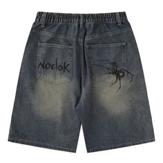 Unleash your edgy side with our Spider Denim Shorts. 🕷️🩳 These unique shorts feature a captivating spider-themed design, adding a touch of intrigue and attitude to your summer wardrobe. Crafted with high-quality denim, they offer both comfort and durability. Elevate your casual look with these trendy and bold shorts. Whether you're exploring the urban jungle or hanging out with friends, our Spider Denim Shorts will make a statement. Order now and weave a web of style and confidence in your sum Spider Cobweb, Casual Denim Shorts, Mens Denim Shorts, Makijaż Smokey Eye, Streetwear Shorts, High Street Fashion, Retro Mode, High Waist Fashion, Swaggy Outfits