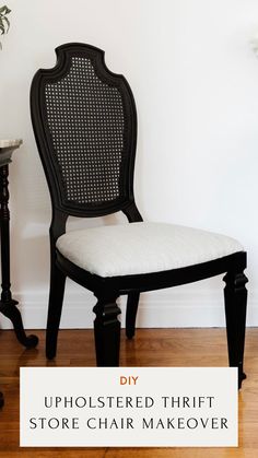 an upholstered chair that store chair makeover is featured in this post - op photo