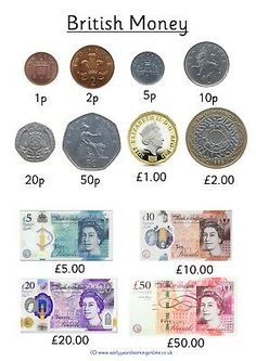 british money is shown with different types of coins in each country's currency system