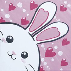 a painting of a white rabbit with hearts on it's back