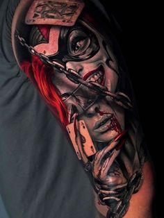 a man's arm with a skull and chains on it