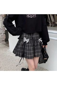 Kawaii Japanese Style Plaid Skirt - Skirts Y2k Style Black School Skirt, Y2k Black School Skirt, Y2k Black Skirt For School, Black Winter Streetwear Skirt, Y2k Black Skirt For Fall, Black Y2k Skirt For Fall, Y2k Black Winter Skirt, Black Y2k Winter Skirt, Plaid Cotton Skirt For School