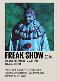 Ahs Poster All Seasons, Freakshow Ahs, Funny Horror Movies, Scary Movies To Watch, Seasons Poster, Movie Character Posters, Laugh Out Loud Funny, Horror Movies List, Movies To Watch Teenagers