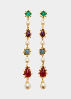 Colorful Wedding Jewelry, Brent Neale Jewelry, Jewel Tone Earrings, Byzantine Earrings, Dope Jewelry Accessories, Romantic Earrings, Luxe Jewelry, Gem Earrings, Italian Jewelry