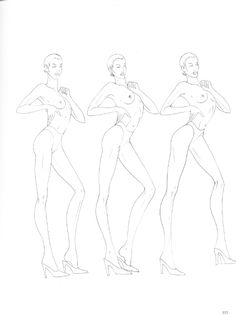 three female body shapes drawn in black and white