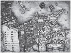 a black and white map of the city of keterdah, with lots of streets