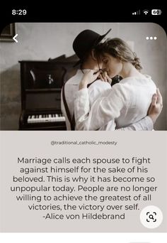 Alice Von Hildebrand, Saint Quotes, Catholic Quotes, Marriage Is, Marriage Quotes, Quotable Quotes, Marriage Advice, Love And Marriage